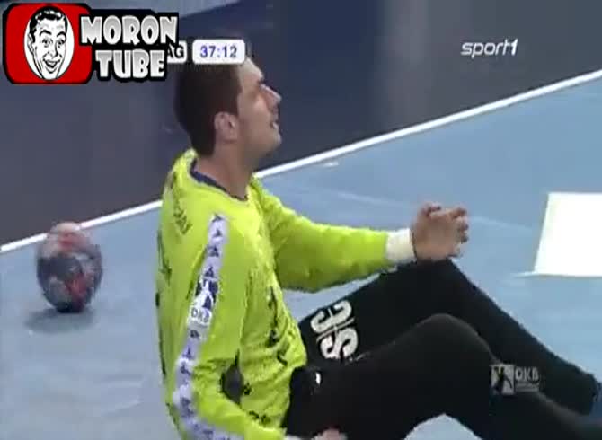 Video :Too soon after making a spectacular save, a goalie celebrates